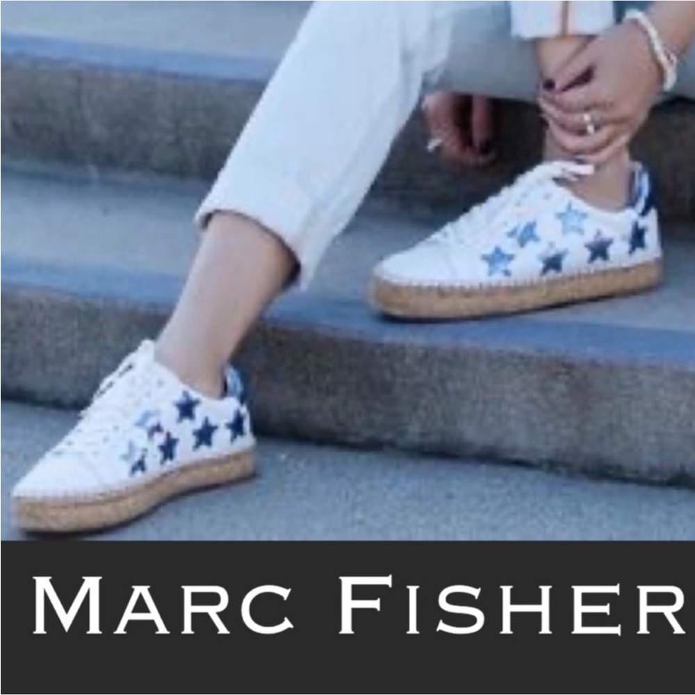 Authentic Marc Fisher designer Star leather espadrille platform sneakers size 11